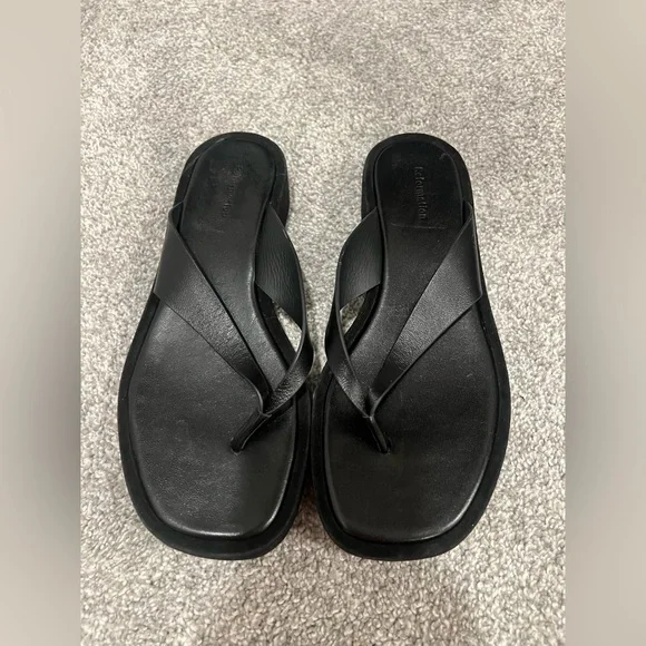Reformation Eden Platform Thong Sandals Black Platform Size 7 - Picture 10 of 14